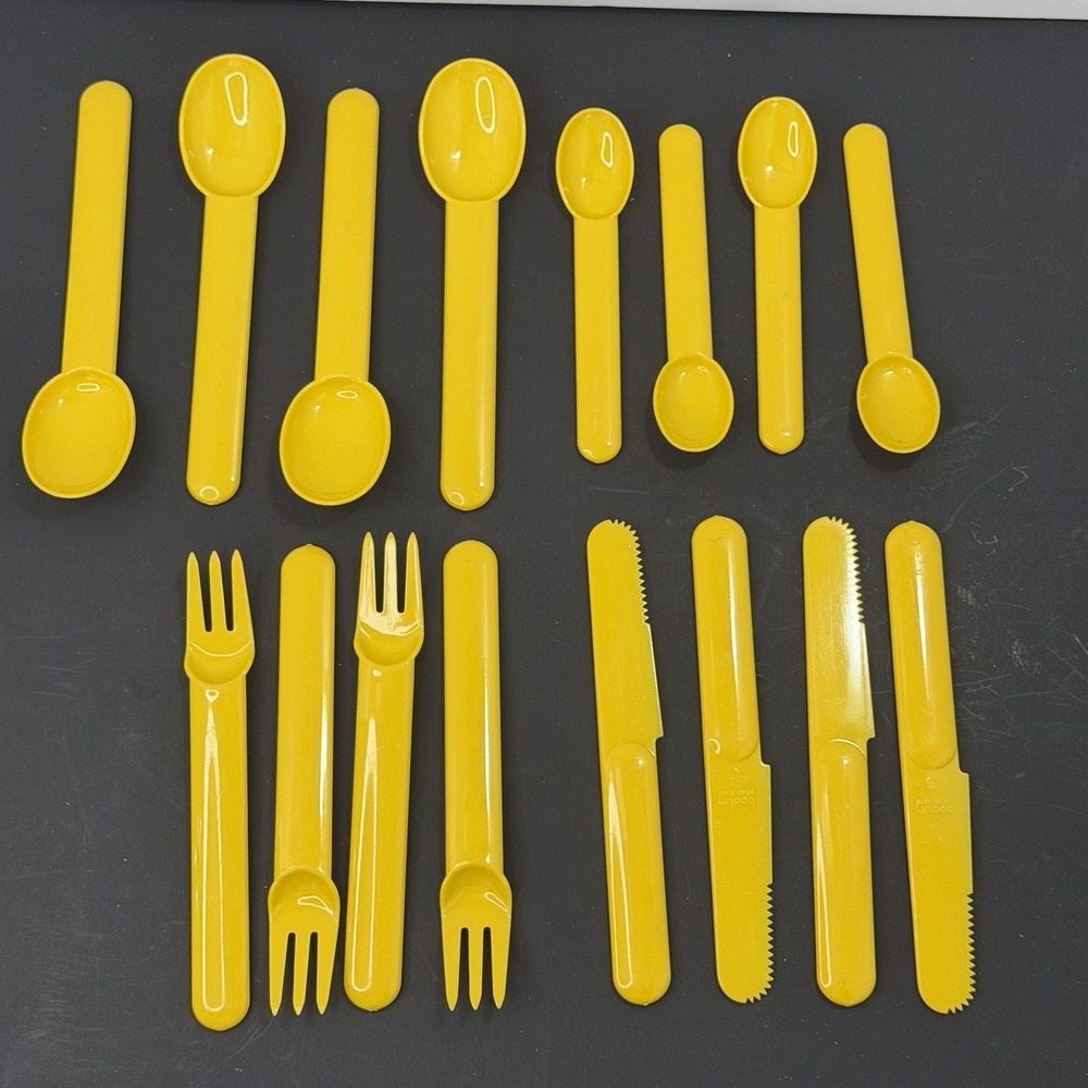 Bodum Melamine 16 Pc Flatware Set Yellow Jorgensen Vintage 80s Swiss